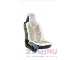 Накидка из алькантары+иск.мех на переднее сиденье KAITEKI YAKUT, утолщ. поролон 4 см, 1 шт.,светло-коричн.